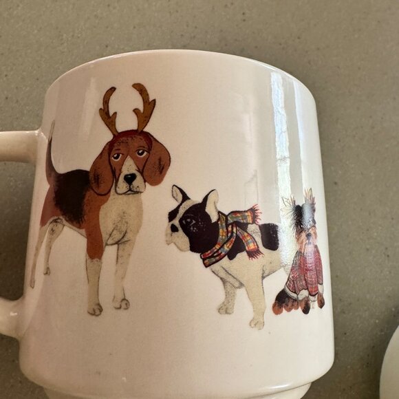 Pottery Barn Festive Dog Mugs X3 12oz - Picture 3 of 7